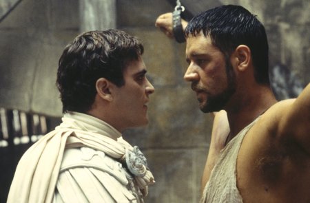 Joaquin Phoenix as Commodus (left)